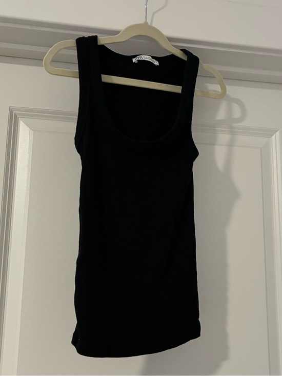 Zara Tops - Zara Black Ribbed Scoop Tank Top